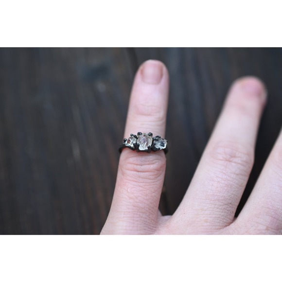 Raw Quartz Engagement Ring Rough Jewelry Natural Uncut - Picture 8 of 9